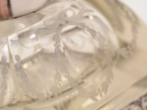 Continental Silver and Etched Glass Ink Pot Circa 1900