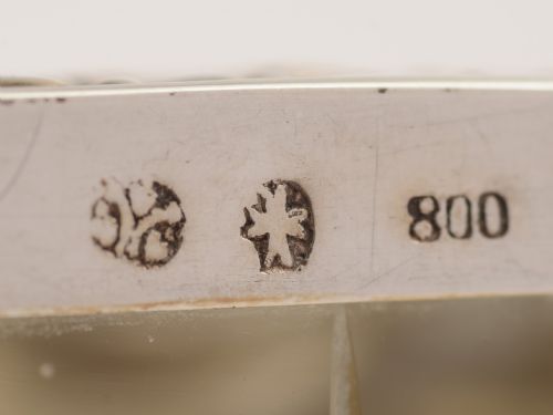 Continental Silver and Etched Glass Ink Pot Circa 1900