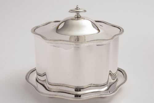 Scottish Silver Plated Serpentine Shaped Biscuit Box/Cookie Box Circa 1890