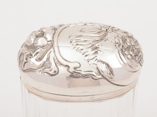 Edwardian Silver Topped Art Nouveau Jar. Hallmarked Birmingham 1902