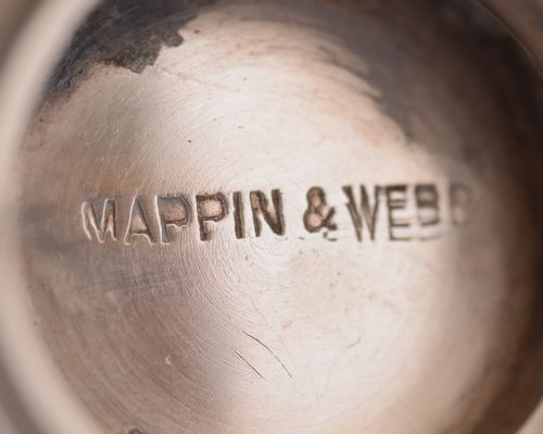 Pair of Mappin & Webb Silver Plated Bon Bon Dishes with Cranberry Liners