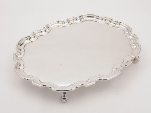 Edwardian Silver Plated Oval Shaped Salver/Tray c.1910