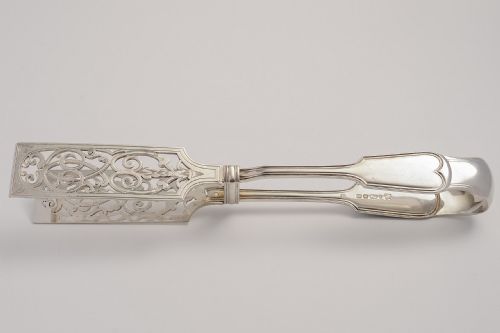 Pair of Victorian Silver Plated Serving Tongs c. 1890