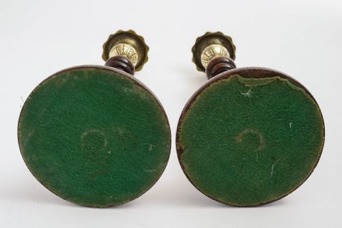 Pair of Baluster Oak Turned Candlesticks circa 1920