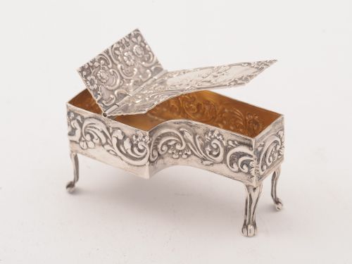 Unusual Edwardian Harpsichord Pill Box Hallmarked 1902