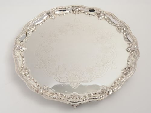 Large Victorian Silver Plated Elkington Salver Dated 1873 