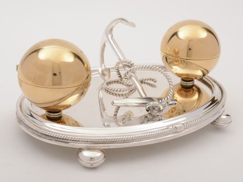 19th Century Silver Plated Shipping Ink Stand