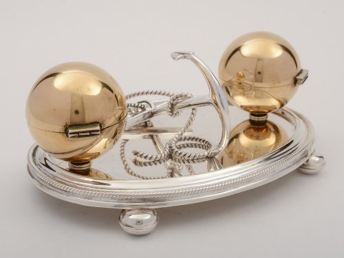 19th Century Silver Plated Shipping Ink Stand