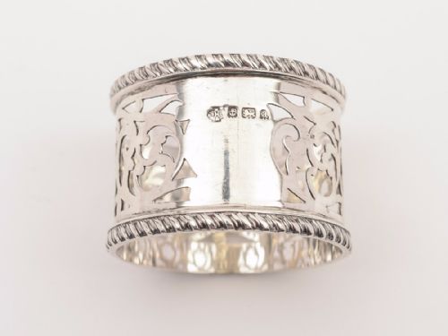Silver Napkin Ring with Pierced Decoration Hallmarked Birmingham 1900