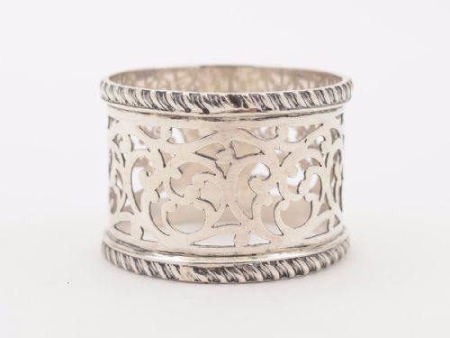 Silver Napkin Ring with Pierced Decoration Hallmarked Birmingham 1900