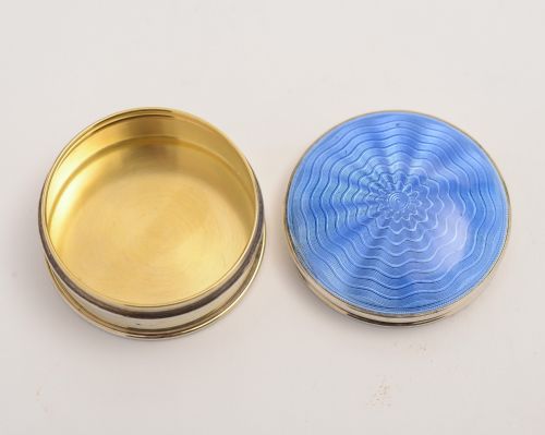 Pretty blue Guilloche Enamel pill box