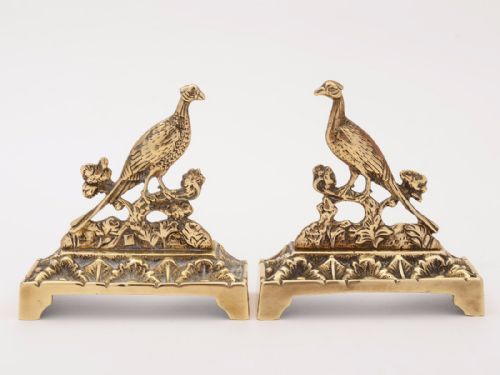 Tri Brass Garniture of Beehive Bear and Pheasants Circa 1880