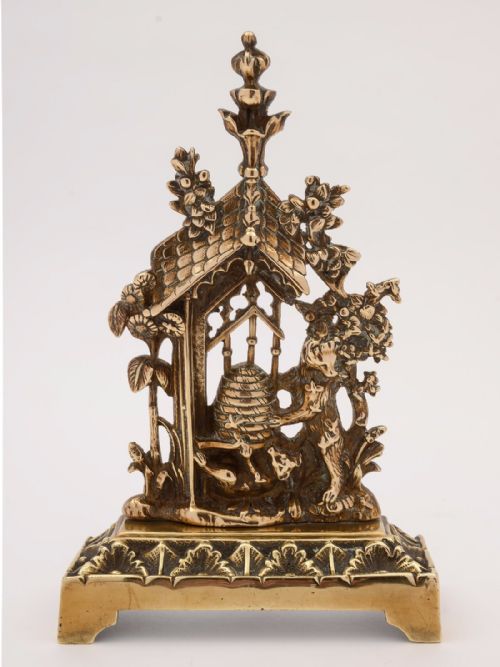 Tri Brass Garniture of Beehive Bear and Pheasants Circa 1880