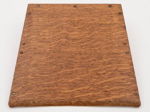 Art Nouveau Oak and Brass Crumb Tray and Brush Circa 1900