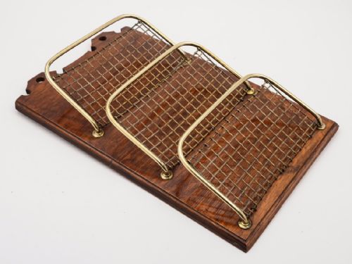 Edwardian Brass & Oak Letter/Document Rack circa 1900