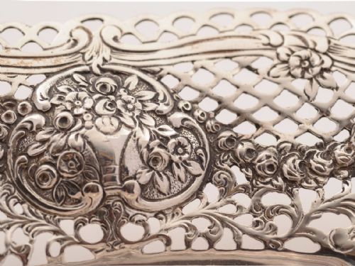 German .800 Silver Embossed Basket Circa 1900