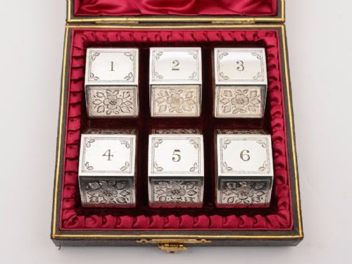 Cased Set of 6 Victorian Engraved Napkin Rings Circa 1890