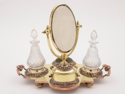 Edwardian Brass Dressing Table Set Circa 1900