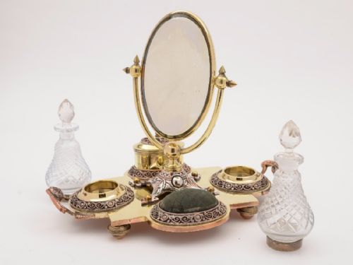 Edwardian Brass Dressing Table Set Circa 1900