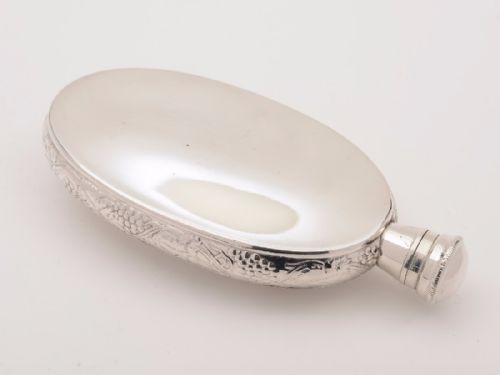 Edwardian Embossed Silver Plated Hip Flask