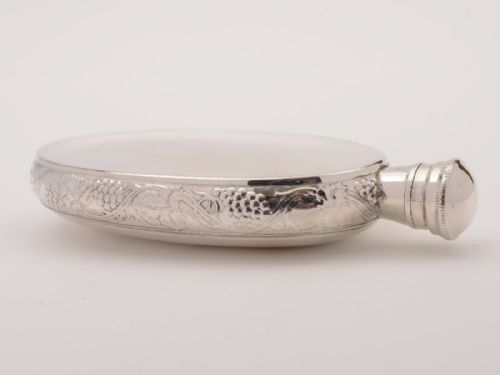 Edwardian Embossed Silver Plated Hip Flask