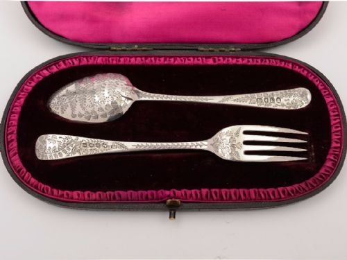 Cased English Silver Christening Set