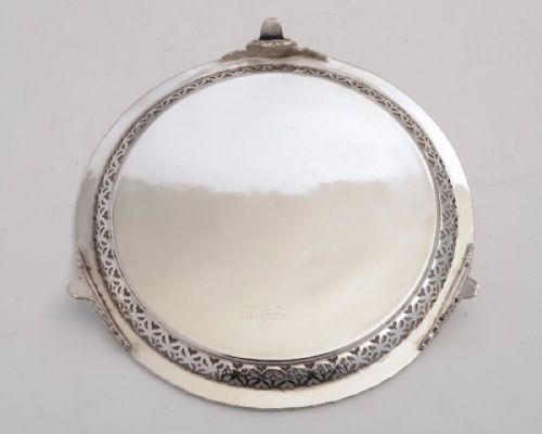 English Victorian Pierced and Engraved Salver Circa 1870