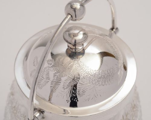 Victorian Cut Glass and Silver Plated Biscuit/Cookie Barrel Circa 1890