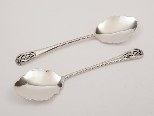 Pair of Edwardian Silver Serving Spoons