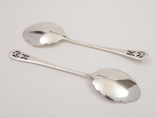 Pair of Edwardian Silver Serving Spoons