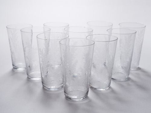 Edwardian Set of 10 Etched Glass Tumblers Circa 1910