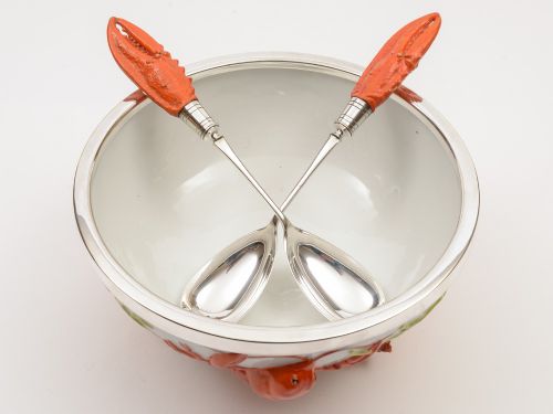 Edwardian Continental China Salad Bowl with Servers