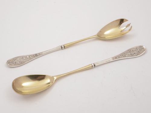 French Silver Salad Servers Circa 1900
