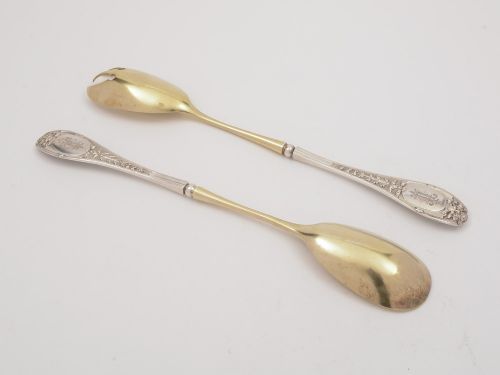 French Silver Salad Servers Circa 1900