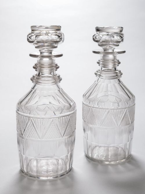 A Pair of Georgian Cut Glass Decanters Circa 1820