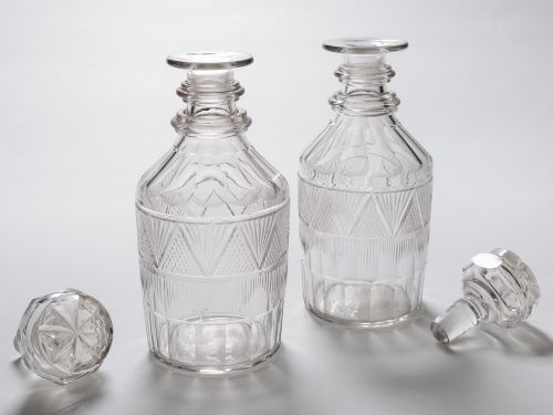 A Pair of Georgian Cut Glass Decanters Circa 1820