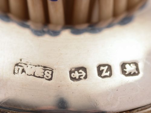 Victorian Threaded Glass and Silver Match Striker 1899