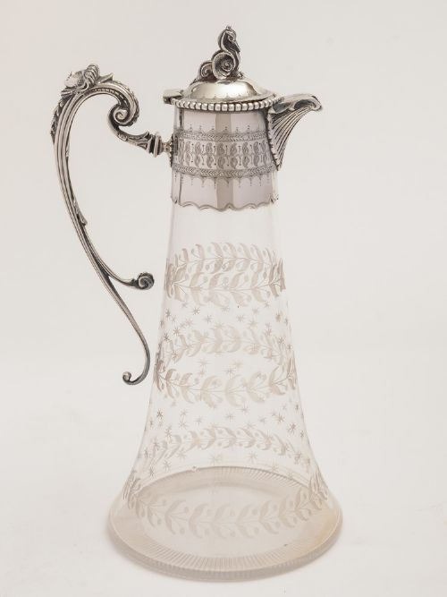 Victorian Etched Claret Jug Circa 1870