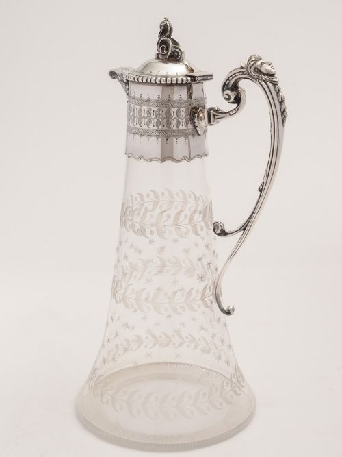 Victorian Etched Claret Jug Circa 1870