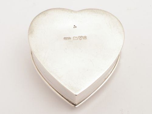 Edwardian Silver Heart Shaped Trinket Box Chester 1904