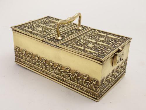 Victorian English Brass Art Nouveau Cigar Box Circa 1890