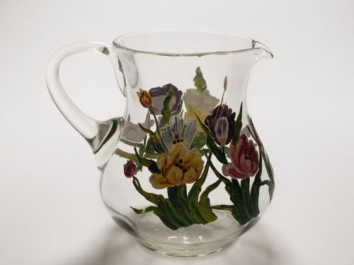Hand Painted Water Jug & Glass Set Circa 1930