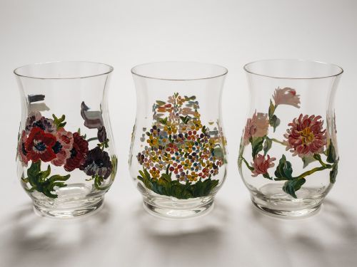 Hand Painted Water Jug & Glass Set Circa 1930