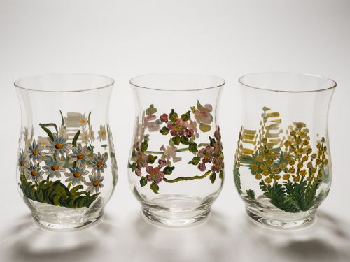 Hand Painted Water Jug & Glass Set Circa 1930