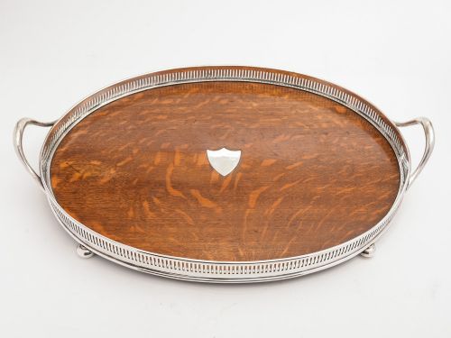 Large Victorian Oak Gallery Tray Circa 1890