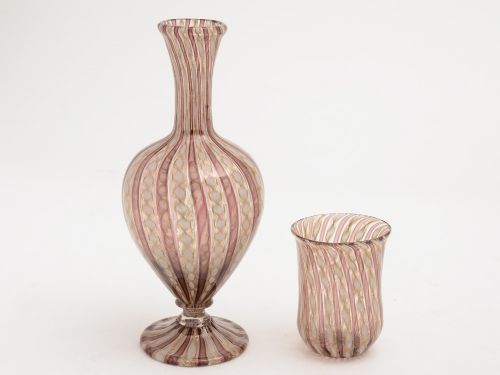 Purple Venetian Revival Carafe with Tumbler Circa 1880