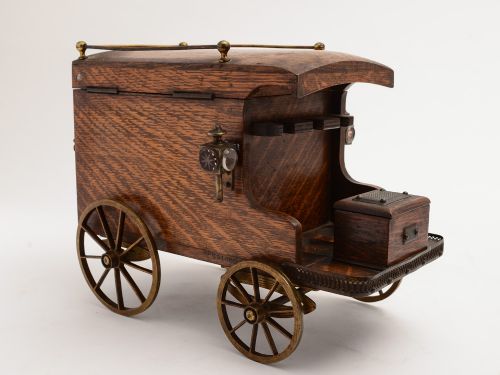 Victorian Oak Smokers Companion Wagon Circa 1880