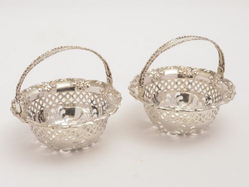 Pair of Edwardian Silver Baskets Birmingham 1903