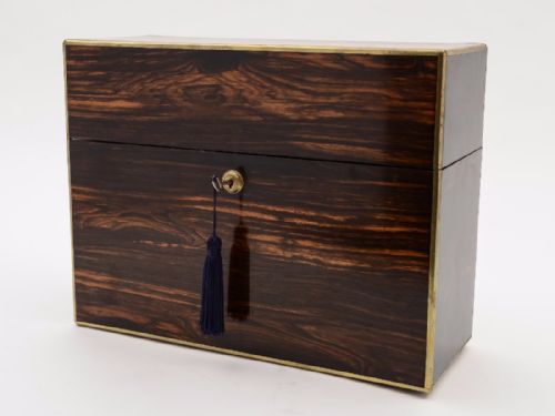 Victorian Coromandel Cased Three Bottle Tantalus