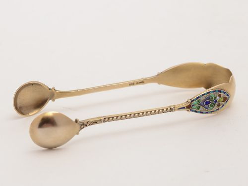 Silver Gilt Enamel Sugar Tongs (Royal Connection)
